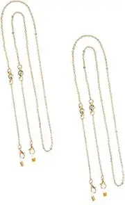 [COMPUKAS] 2Pcs Eyeglass Chain Lost Sunglasses Lanyard Fashionable Beaded Necklace for Glasses Connectors for Frames Multi Use Decorative Accessory