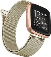 [Leonids] Metal Bands for Fitbit Versa 3 Bands/Fitbit Sense Women Men, Stainless Steel Mesh Magnetic Adjustable Replacement Strap Compatible for Fitbit Versa 3/Sense Smartwatch