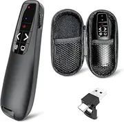 Presenter Powerpoint Remote Control, Red Light Pointer, Wireless 2.4 GHz Connection via USB Receiver, Presentation Remote Control for Windows/Mac/Linux/Android/PowerPoint (with Bag)