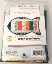 Fish Pet Cat Placemat Quilt As You Go Kit Fabric + Printed Interfacing 11"x18"