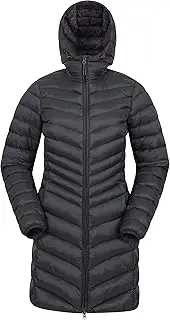 [Mountain Warehouse] Florence Womens Winter Long Jacket - Water Resistant Rain Coat, Lightweight Ladies Jacket, 2 Front Pockets, Warm - for Wet Weather, Walking