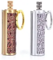 2X Metal Fire Starter Lighter Waterproof Flint Match Keychain Camping Survival