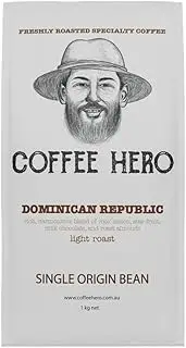Coffee Hero Dominican Republic - Freshly Roasted Single Origin Bean - Light Roast - Blend of Rock Melon, Star Fruit, Milk Chocolate, Roast Almonds - Sourced From Barahona Region - 1KG, Whole Bean