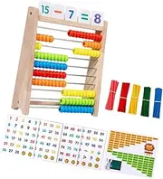 koolsoo Wooden Abacus Math Learning Toy Addition and Subtraction Educational Math Games Wooden Frame Abacus for Toddlers Kids Baby