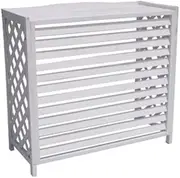 Outdoor Air Conditioning Rack 43 * 20 * 33in, Solid Wood Air Conditioner Protective Cover, Carbonized Privacy Fence for Trash Can(White,33.4x13.7x29.5in)