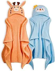 FUBANRAY Toddler Bath Towel Hooded Kids Bath Baby Towels with Hood for Boy Girl 0-5 Years, 2-Pack Soft Absorbent Baby Bath Towels Toddler Towels, Large Thick 50''x32'' Kids Beach