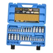 Master Hex Bit Socket Set, S2 Alloy Steel, Complete 32-Piece, SAE and Metric