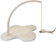 Cat Scratching Board Hanging Interactive Have Sisal Kitten Scratching Post for Cats Play Indoor Cat Scratching Bed Cat Scratching Post with Ball Beige Plush