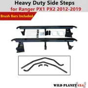 Side Steps for Ford Ranger PX 123 Heavy Duty Steel Rock Slider+Brush Bars 2012-2