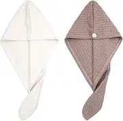 DECORNIJIA 2Pcs Hair Drying Wraps Super Absorbent Hair Caps for Quick Drying Hats for Care for Long Thick Curly Hair Colors