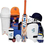 CW SCOREMASTER Match Cricket Kit for Girls Batting All Equipment Full Cricket Kit for Boys Age 10-11 Yrs Old with Hard Leather Cricket Ball Kit with Wheel Bag Fit for Complete Kit Size 5