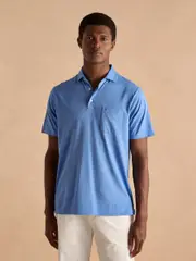 Joules Emmett Blue Soft Cotton Short Sleeve Polo Shirt with Pocket (Q61263) | $58