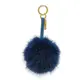 【二手名牌BRAND OFF】FENDI 芬迪 藍色 絨毛 Pom Pom 掛飾 金扣