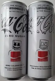 NEW LIMITED EDITION THE ARTIST MARSHMELLO'S COCA-COLA COKE ZERO SUGAR LOT OF 2