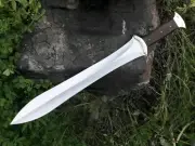 Greek Xiphos Double Edged Handmade D2 Steel Gladius Sword, Rosewood
