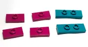 Lego - Lot of 6 - Pink / Teal Blue, Plate Special 1 x 3 with 2 Studs, 1 x 2