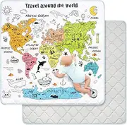 decalsweet Baby Play Mat 127 x 127 cm with Non-Slip, Extra Thick 2 cm Soft Crawling Mat Baby, Foldable Crawling Mat for Baby Crawling Rug for Children's Room Indoor Outdoor Fence (World Map)