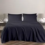 3 Piece Bedding Flat Sheets Set Queen 100% Egyptian Cotton Hotel Quality Flat Bed Sheets 800 Thread Count Breathable, Fade Resistant Hotel Quality Soft Sheets (90" X 102", Grey)