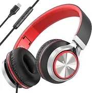 Bywulanda Headphones Wired, On-Ear Headphones with Microphone and Volume Control Foldable