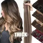 NEW DOUBLE WEFT Clip in Remy Human Hair Extensions Real Thick Full Head Balayage
