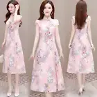 Women Long Dress Cheongsam Party Qipao Chinese Floral Embroidery Mesh Evening