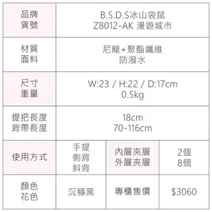 B.S.D.S冰山袋鼠 - 漫遊城市 - 小菱格手提兩用包 - 沉穩黑【Z8012-AK】