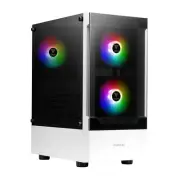 GAMDIAS White RGB Gaming ATX Mid Tower Computer PC Case with Side Tempered Gl...