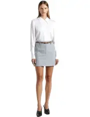 [Cue] Satin Classic Shirt in White