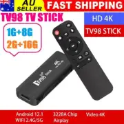 TV98 TV Stick Android 12.1 Smart TV Box Dual WiFi 2.4G 5G 4K 60Fps Media Player
