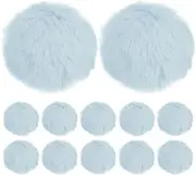 uxcell 12-Pack Faux Fur Pom Poms, 1.2 Inch/ 3.1 cm Soft Fluffy Pompoms Balls Faux Rabbit Fur with Elastic Loop for Hats/Bags/Keychains/Knitting Accessories/DIY Crafts [Light Blue]