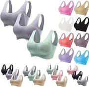 [Rkwins] Sports Bras for Women 3 Pack High Impact Bras No Underwire Push Up Bra Soft Breathable Sports Bra Sexy Lace Wireless Bras