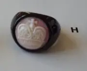 Master carved Cameo Ring bezel set into black ceramic size 8.0