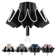 Reverse Folding UV Umbrella with LED Flashlight - Battery Powered