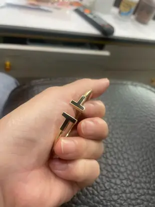 Tiffany 黃18k金Wire 縞瑪瑙 黑瑪瑙線圈手鏈 T手環手鐲～S號