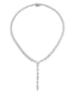 Nadri Btrx Mixed Cubic Zirconia Lariat Necklace in Rhodium Plated, 16
