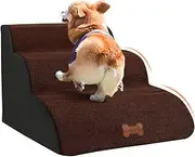 CALIYO Dog Stairs 3 Steps, Dog Stairs for Small Dogs, Cat Stairs 40 cm High, Pet Stairs with Washable Cover and Non-Slip Underside, Dog Ramp for Bed, Couch and Car (60 x 40 x 40 cm)