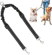 Double Dog Leash,No Tangle Double Leash,360°Swivel Rotation No Tangle Walking Leash,Adjustable Length Dual Two Dog Lead Splitter, Comfortable Shock Absorbing Bungee Lead 2 Dogs