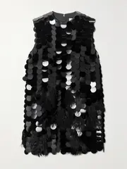 [16ARLINGTON] 16ARLINGTON - Tona Feather-trimmed Paillette-embellished Jersey Mini Dress - Black - UK 14 UK 14 Black