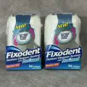 2 Fixodent Denture Cleanser Systems w/ProGuard + Bath 36 Tablets Starter Kit NEW