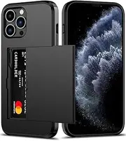 for iPhone 11 Pro Max Case with Credit Card Holder, Areaphmet Wallet Case Slide Cover Dual Layer Hard PC Rubber Cover Phone Case for iPhone 11 Pro Max 6.5'' 2020 Black
