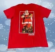 New Coca-Cola Classic Coke Santa Men's Christmas Vintage T-Shirt