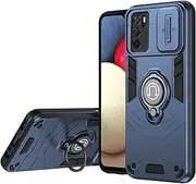 [ILING] Case for Oppo A16 / Oppo A16s / Oppo A54s, Ultra Thin Matte Texture Hard PC Shockproof Armour Mobile Phone Case, Silicone TPU Bumper Protective Case with Ring Stand and Camera Protection (Blue)