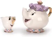 Cartoon New Beauty and the Beast Teapot Mug Mrs Potts Chip Tea Pot Cup One Set