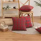 Christmas Pillowcase Festive Home Decor Geometric Plaid Print Set Frosted Hair