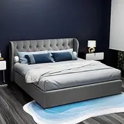 Bed Frame King Size Gas Lift Grey Storage Modern Bedroom Furniture