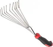 Hand Rake | Steel Hand Rake Soil Tiller with Handle,Metal Manual Gardening Tool Short Heavy Duty Soil Tiller for Grass Shrubs Patio