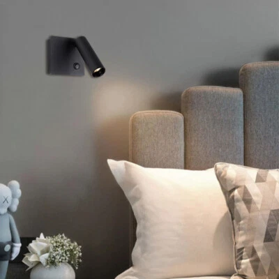 COB LED Bedside Wall Lamp Switch Bedroom Reading Light Fixture Adjustable Head