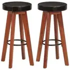 Bar Stools 2 pcs Real Leather and Solid Wood Acacia vidaXL