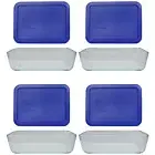 Pyrex 7211 6-Cup Glass Storage Dish w/ 7211-PC Cadet Blue Lid (4-Pack)