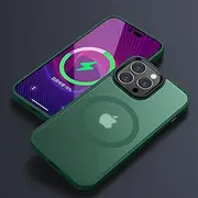 for Wireless Charging Phone Case for iPhone 14 13 12 11 Pro Max Plus Transparent Matte Shockproof Cover,Green,for iPhone 14 Pro